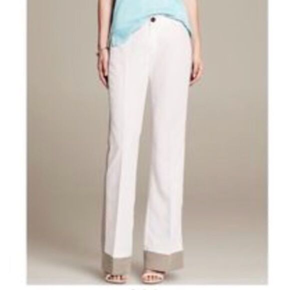 Banana Republic Pants - 🎃BANANA REPUBLIC WHITE W/ BEIGE COLORBLOCK PANT
